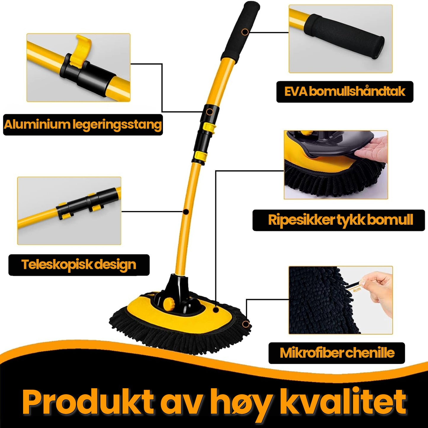 Teleskopisk Bilvaskemopp