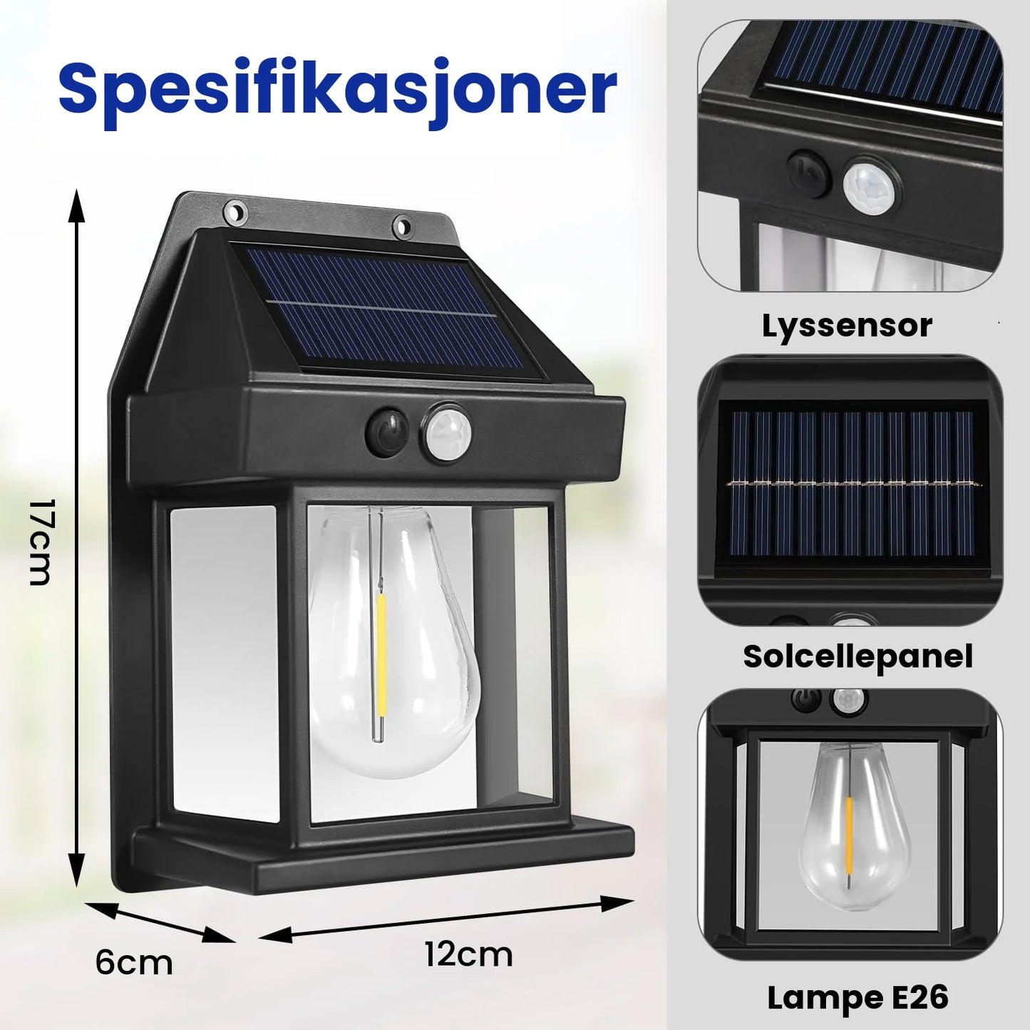 Solcelledrevet vanntett lampe