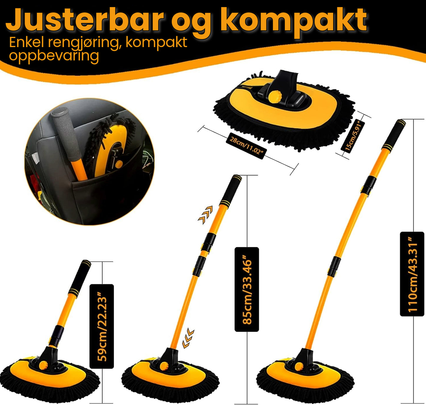 Teleskopisk Bilvaskemopp